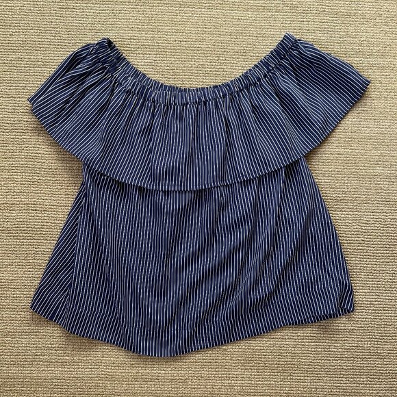 Madewell Blue and White Striped Silk Shirt Size S - Picture 2 of 8